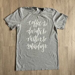 Busy Women Coffee Netflix Saturday graphic Heather Gray T-Shirt Small